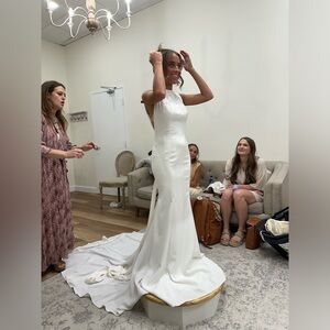 Essence of Australia CHIC MODEST COLUMN WEDDING DRESS WITH LOW BACK DETAIL
